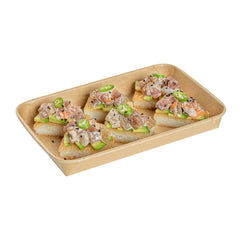 Matsuri Vision 15 oz Rectangle Kraft Paper Sushi Container - 8 3/4