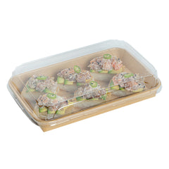 Matsuri Vision Clear PET Plastic Lid - Fits 15 oz Sushi Container, Anti-Fog - 50 count box