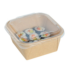 Matsuri Vision Clear PP Plastic Lid - Fits 17 and 22 oz Sushi Containers, Anti-Fog - 50 count box