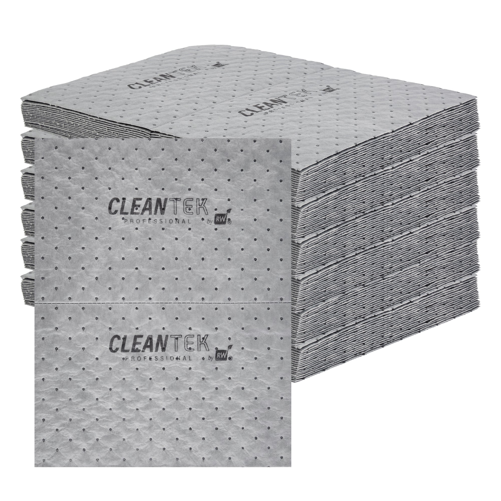 Clean Tek Professional Gray Universal Sorbent Pad - Light Weight, Perforated - 15" x 19" - 100 count box