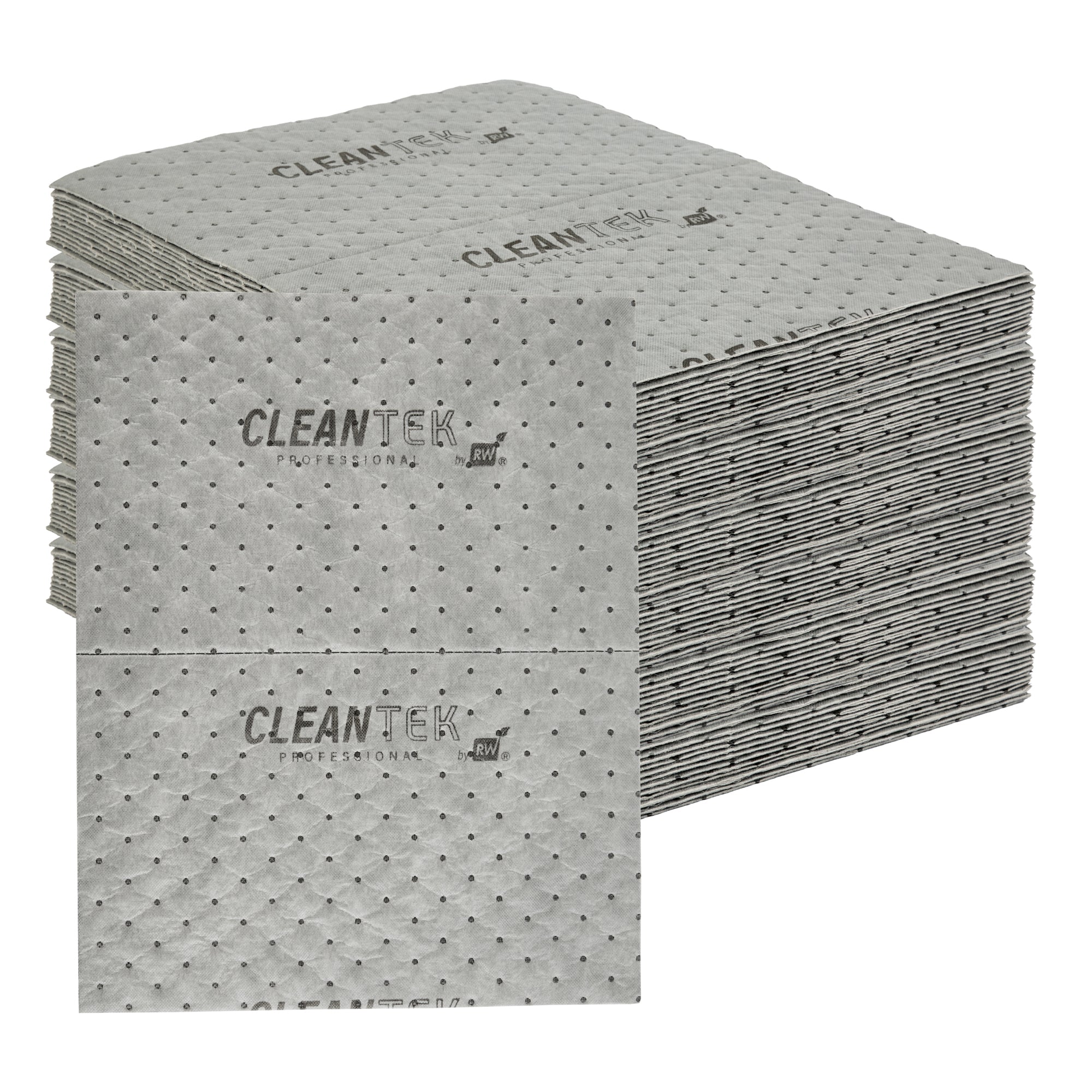 Clean Tek Professional Gray Universal Sorbent Pad - Medium Weight, Perforated - 15" x 19" - 100 count box