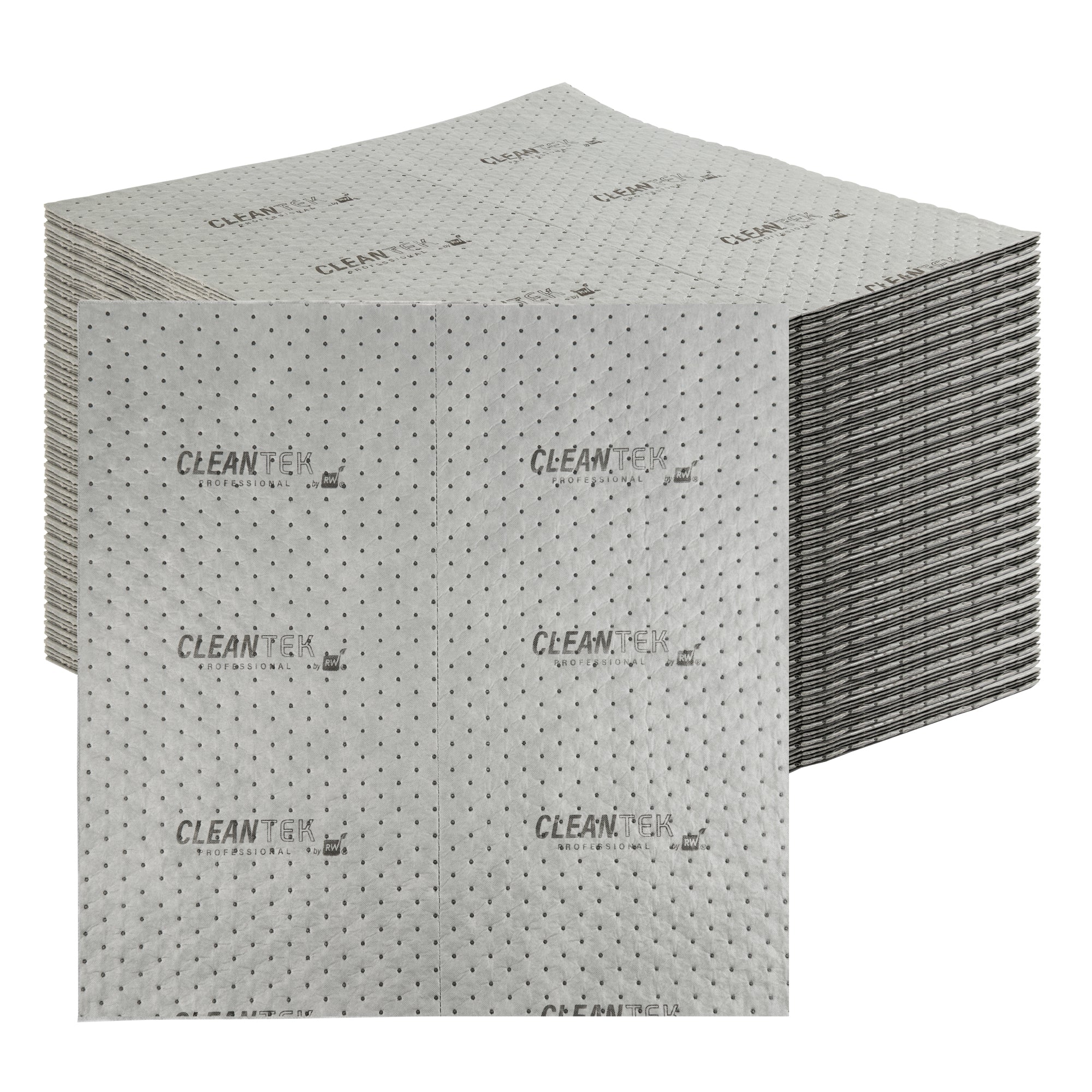 Clean Tek Professional Gray Universal Sorbent Pad - Heavy Weight, Perforated - 30" x 30" - 50 count box