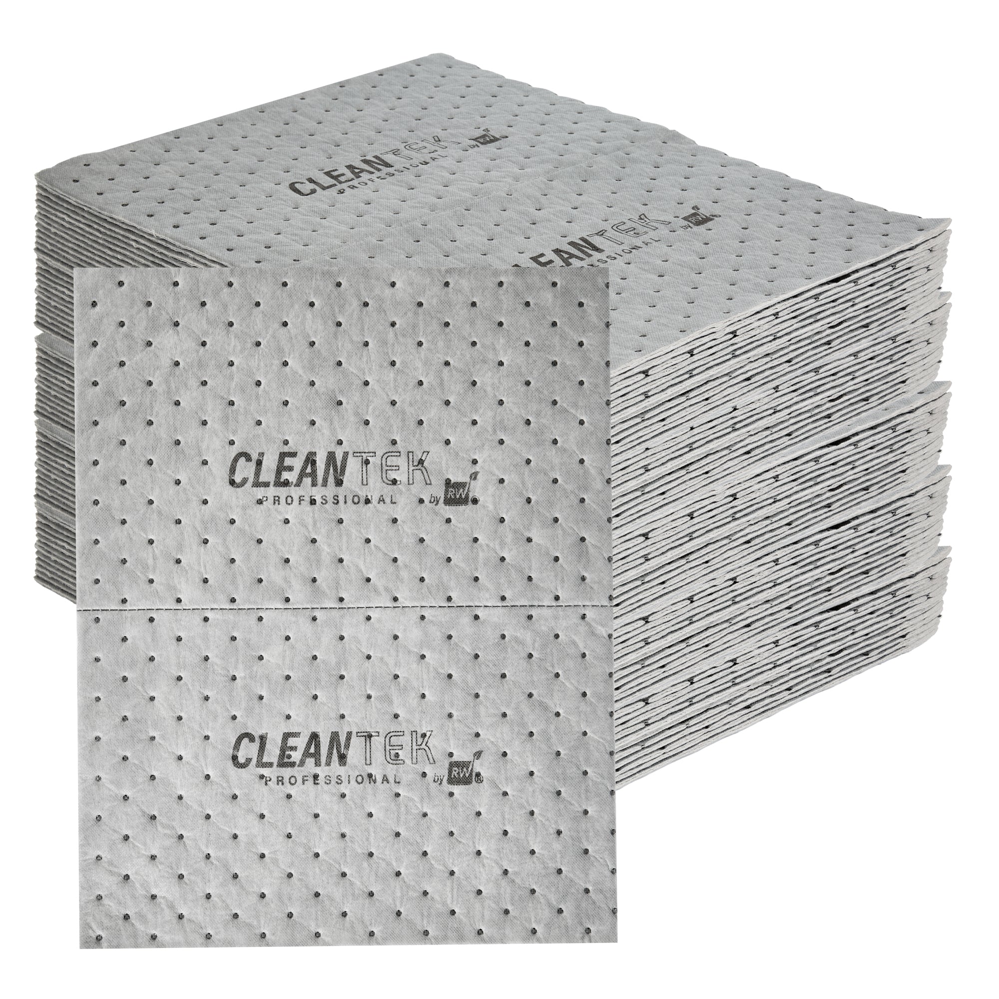 Clean Tek Professional Gray Universal Sorbent Pad - Extra Duty, Perforated - 15" x 19" - 100 count box