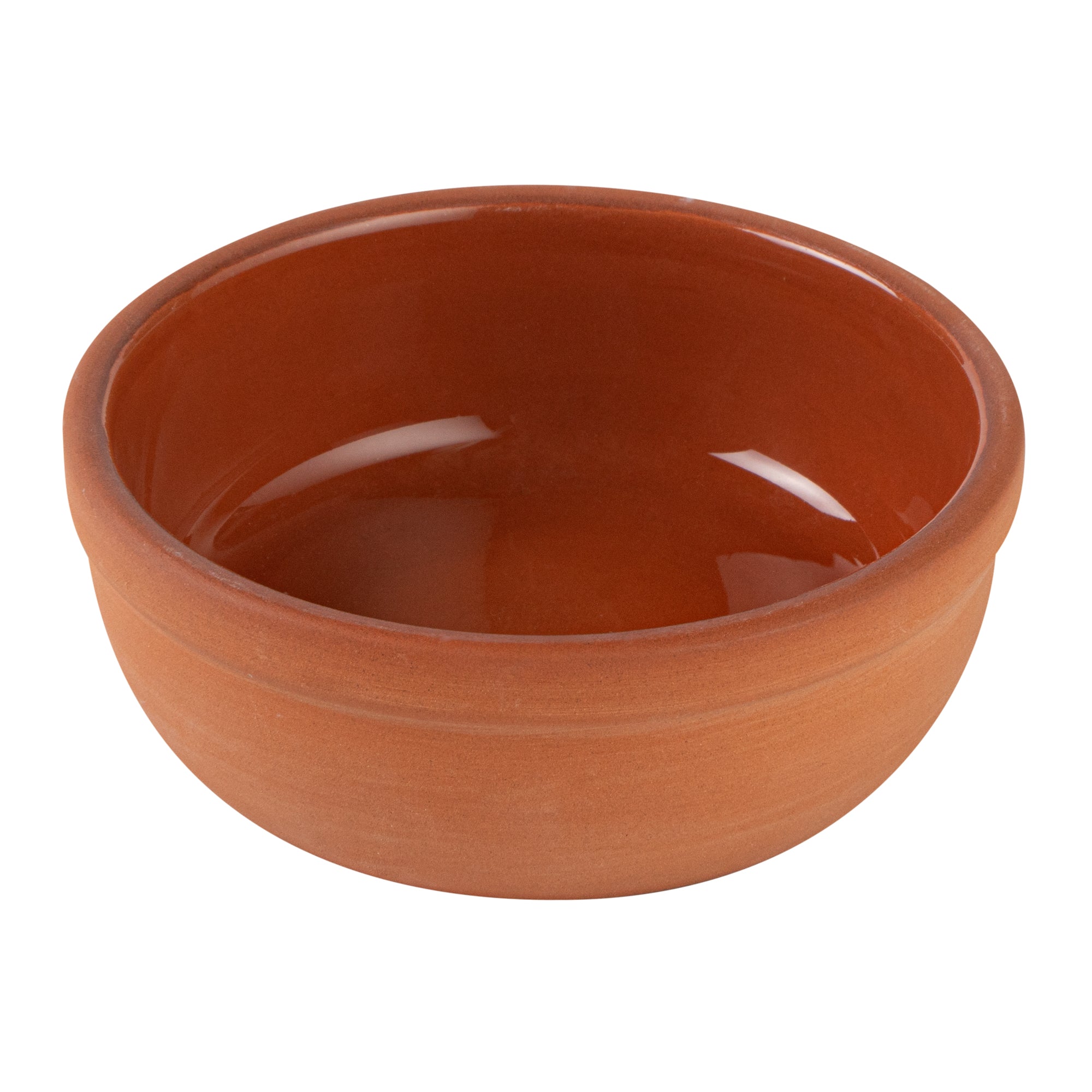 Terra Tek 5 oz Terracotta Cazuela Bowl - Brown Glazed Interior, Oven-Safe, Microwave-Safe - 4'' x 4'' x 1 1/2'' - 10 count box