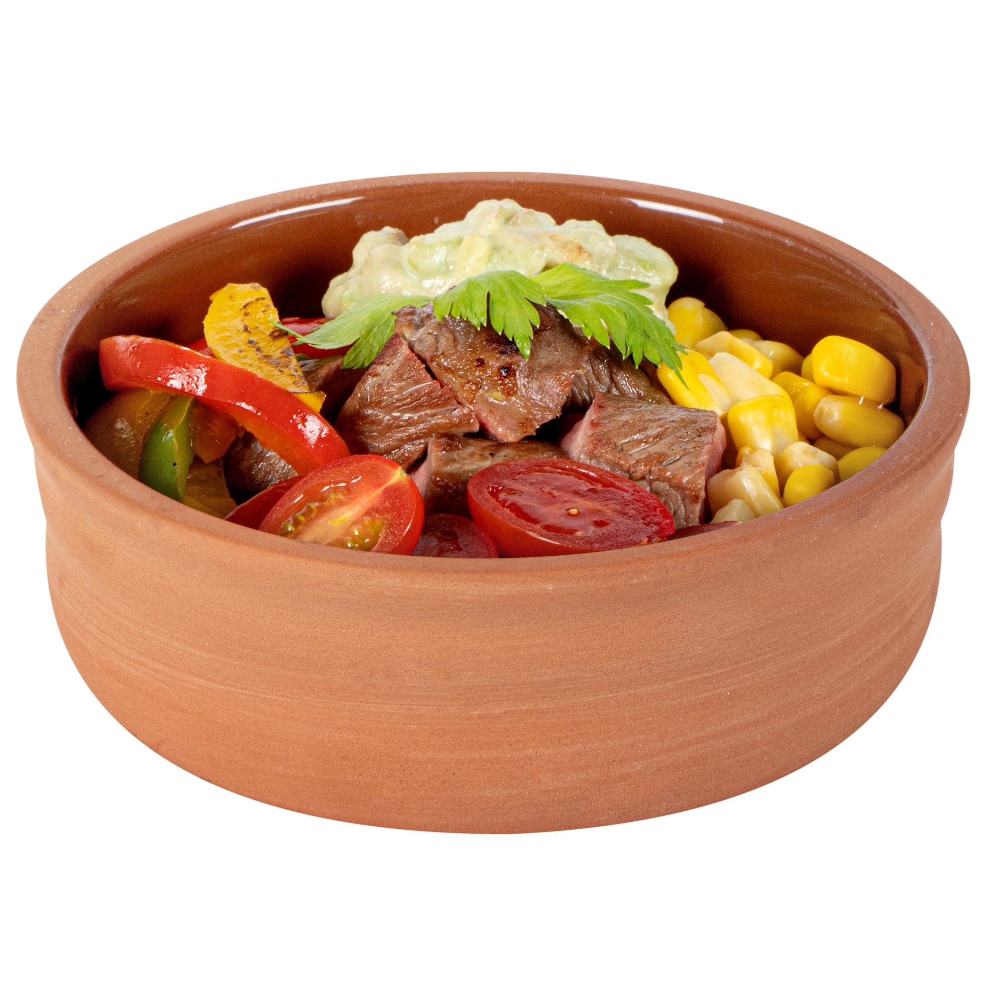 Terra Tek 7 oz Terracotta Cazuela Bowl - Brown Glazed Interior, Oven-Safe, Microwave-Safe - 4 3/4'' x 4 3/4'' x 1 1/2'' - 10 count box