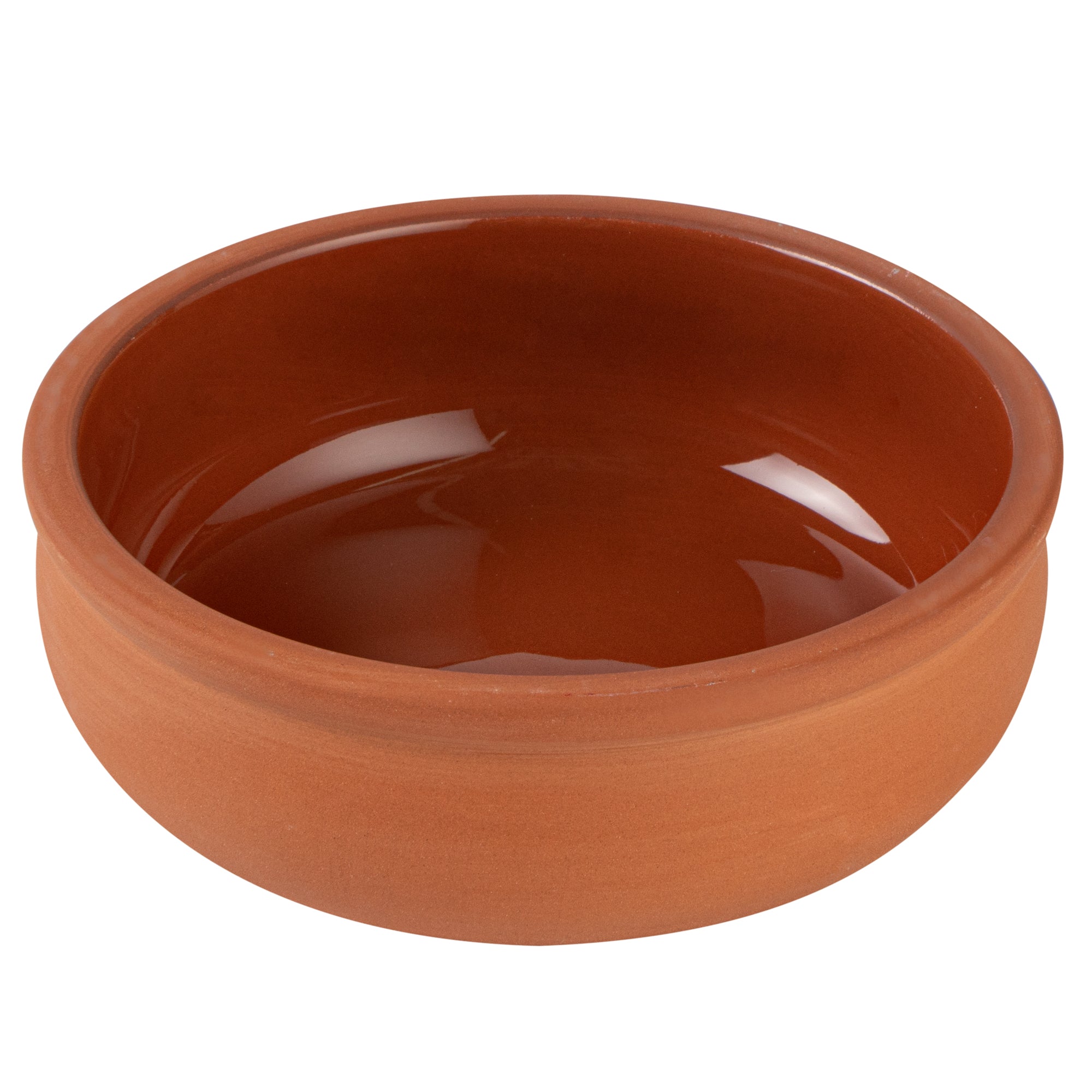 Terra Tek 7 oz Terracotta Cazuela Bowl - Brown Glazed Interior, Oven-Safe, Microwave-Safe - 4 1/2'' x 4 1/2'' x 1 1/2'' - 10 count box