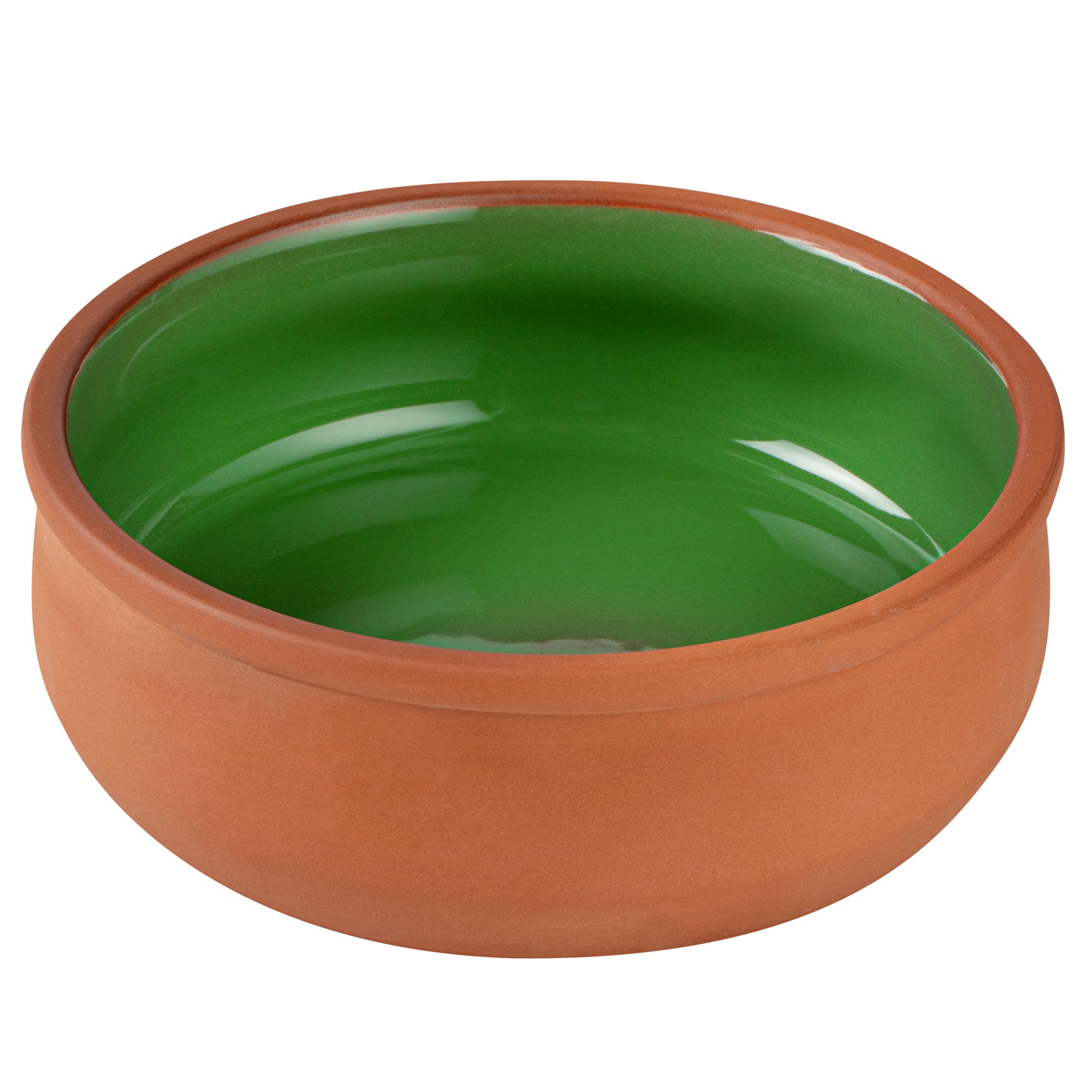 Terra Tek 17 oz Terracotta Cazuela Bowl - Green Glazed Interior, Oven-Safe, Microwave-Safe - 5 3/4" x 5 3/4" x 2" - 10 count box