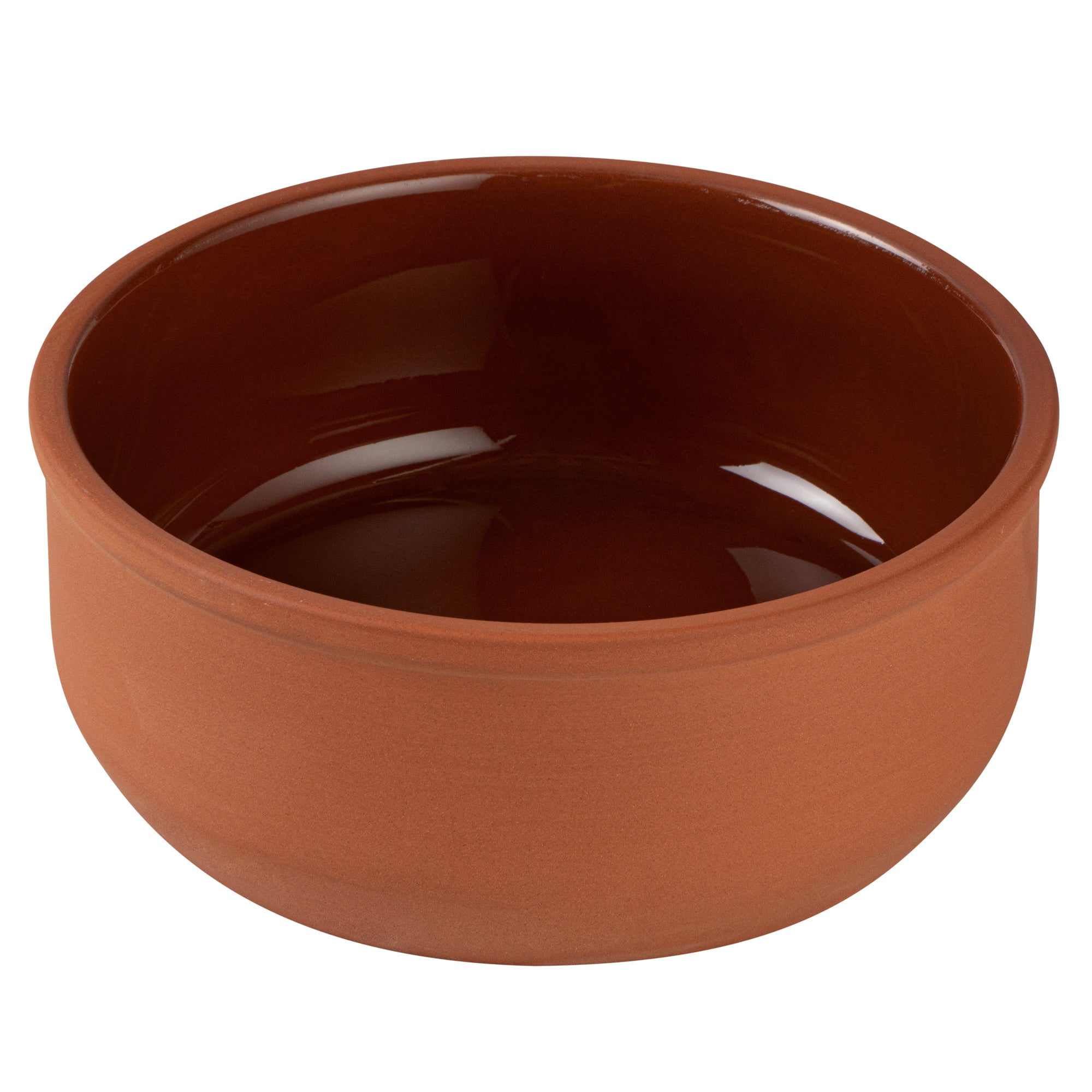 Terra Tek 27 oz Terracotta Cazuela Bowl - Brown Glazed Interior, Oven-Safe, Microwave-Safe - 6 1/4'' x 6 1/4'' x 2 1/2'' - 10 count box