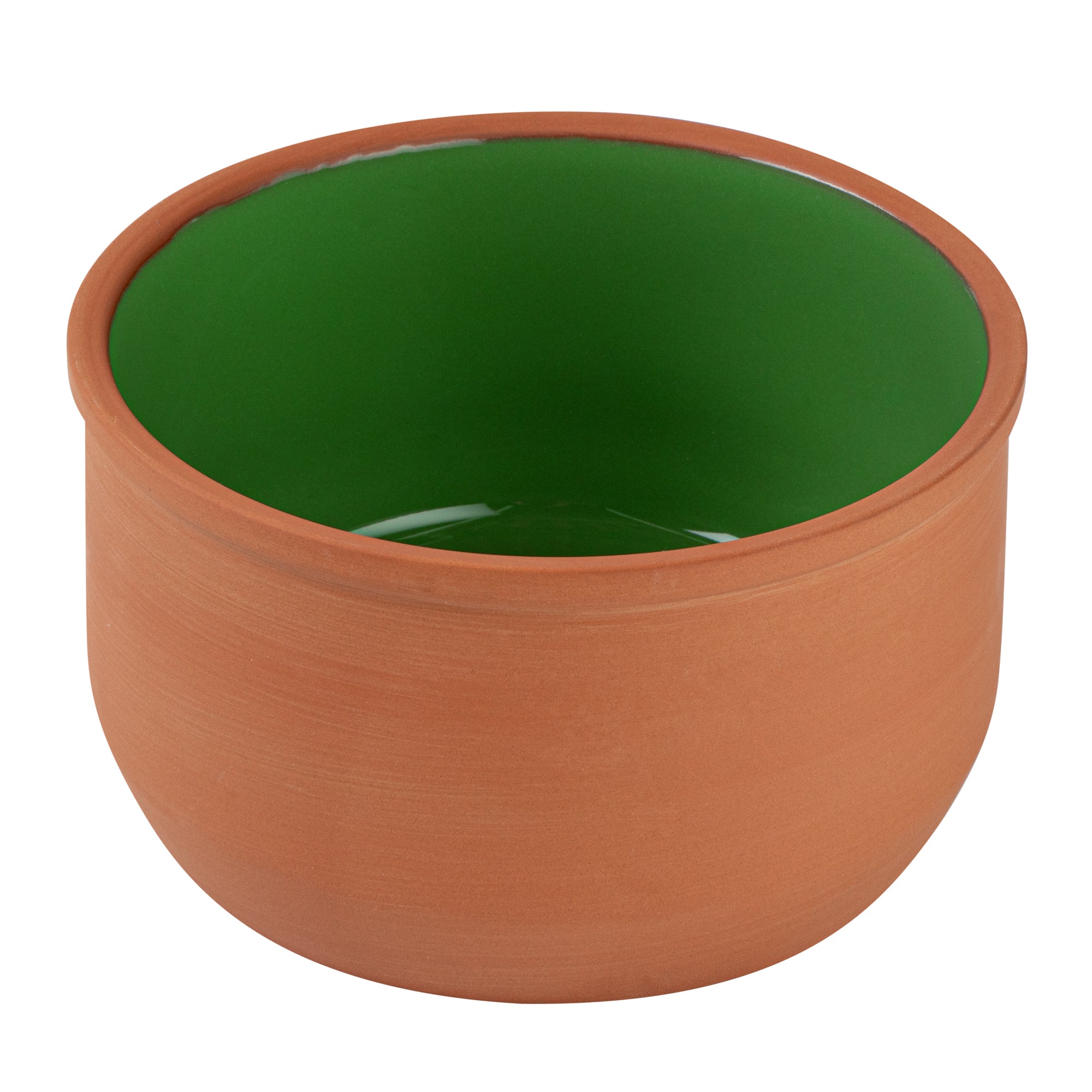 Terra Tek 34 oz Terracotta Cazuela Bowl - Green Glazed Interior, Oven-Safe, Microwave-Safe - 6 1/4" x 6 1/4" x 3 1/2" - 10 count box