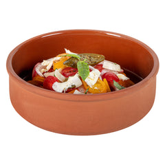 Terra Tek 34 oz Terracotta Cazuela Bowl - Brown Glazed Interior, Oven-Safe, Microwave-Safe - 7 1/2'' x 7 1/2'' x 2 1/4'' - 2 count box