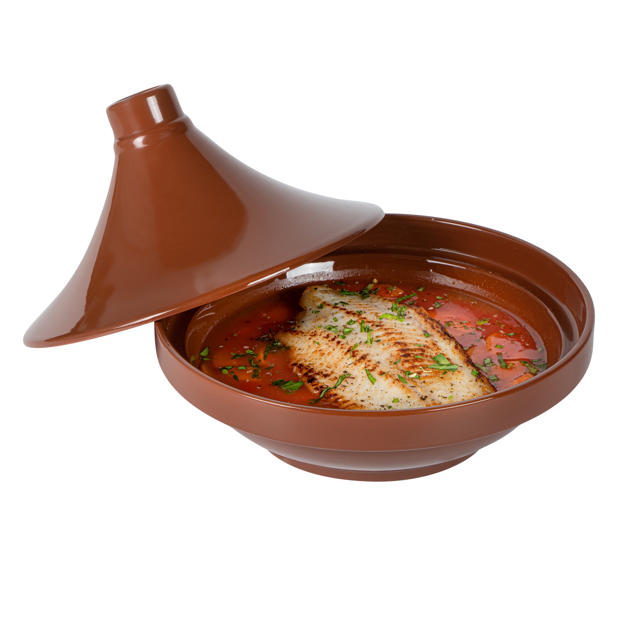 Terra Tek 26 oz Terracotta Tagine Pot - Glazed Interior, Oven-Safe, Microwave-Safe - 9'' x 9'' x 6 1/2'' - 8 count box