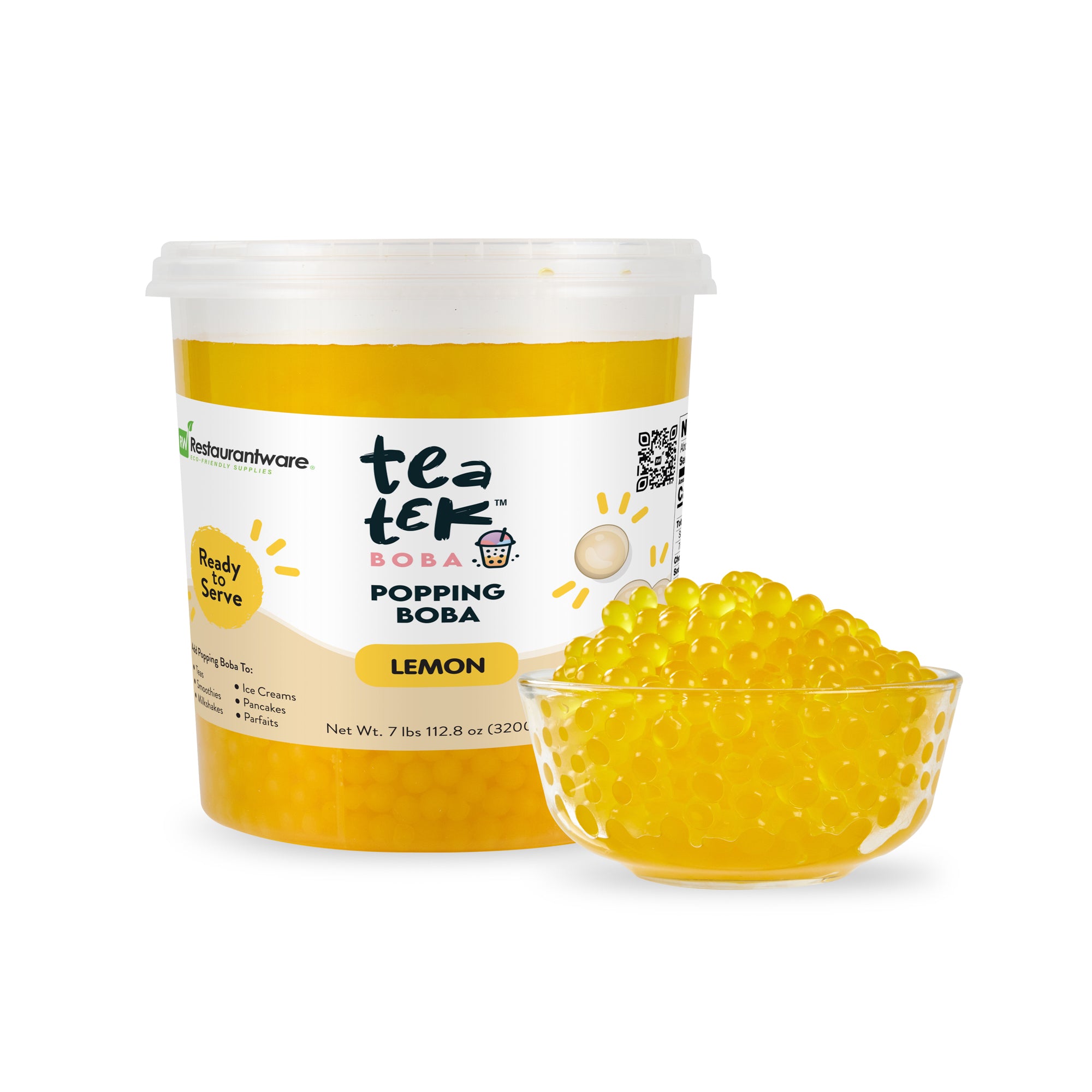 Tea Tek 7 lb Popping Boba - Lemon - 4 count box