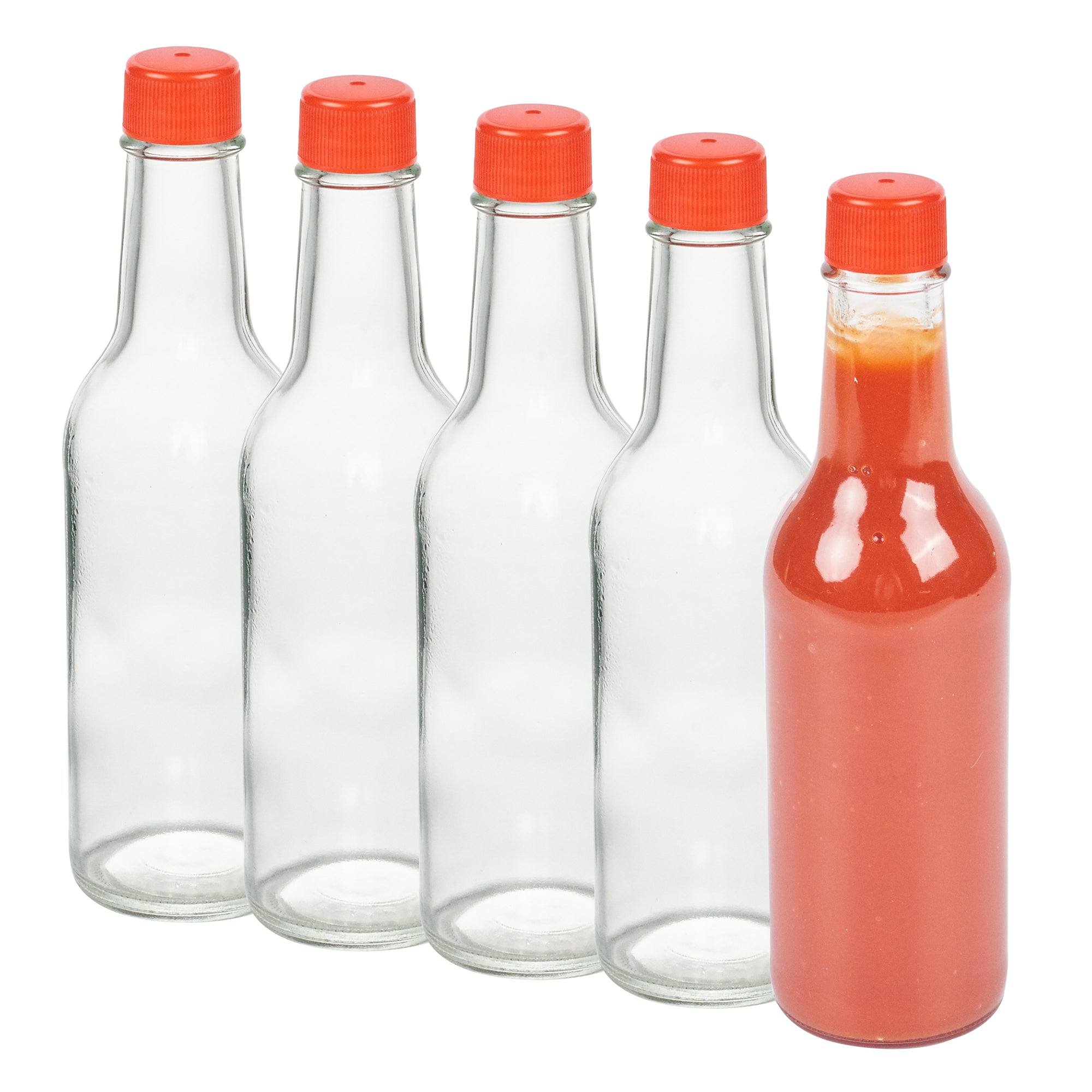 Vetri 9 oz Glass Woozy Bottle - with Red Cap - 2 1/4" x 2 1/4" x 7 3/4" - 10 count box