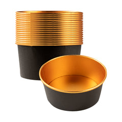 Foil Lux 25 oz Black And Gold Paper Take Out Container - with Foil Interior - 6