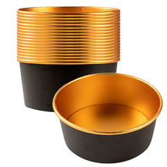 Foil Lux 37 oz Black And Gold Paper Take Out Container - with Foil Interior - 6 1/2