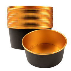 Foil Lux 42 oz Black And Gold Paper Take Out Container - with Foil Interior - 6 1/2