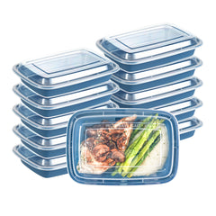 Asporto 16 oz Rectangle Midnight Blue Plastic To Go Box - with Clear Lid, Microwavable - 7 3/4