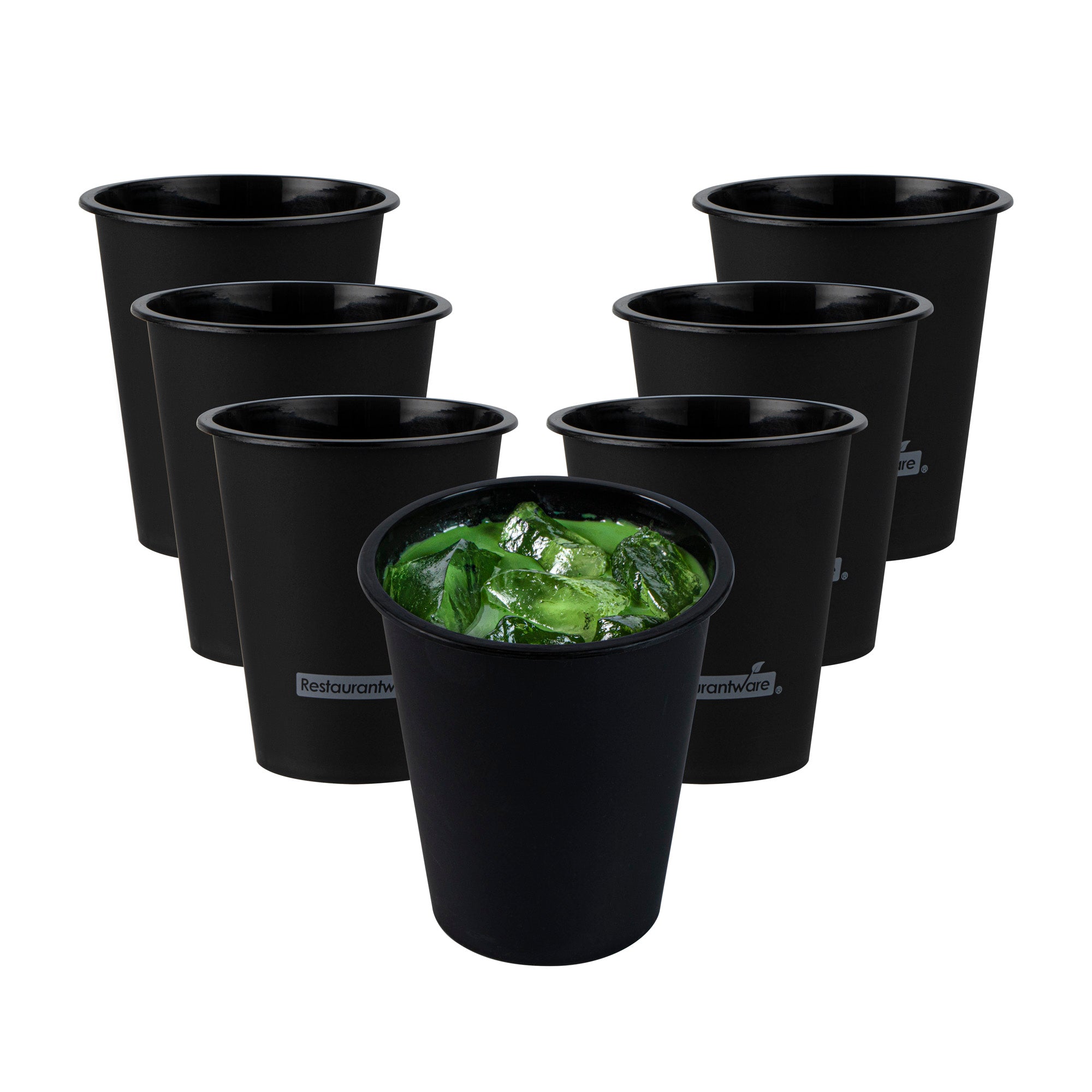 Bev Tek 12 oz Round Matte Black Plastic Hot / Cold Drinking Cup - 3 1/2" x 3 1/2" x 4" - 100 count box