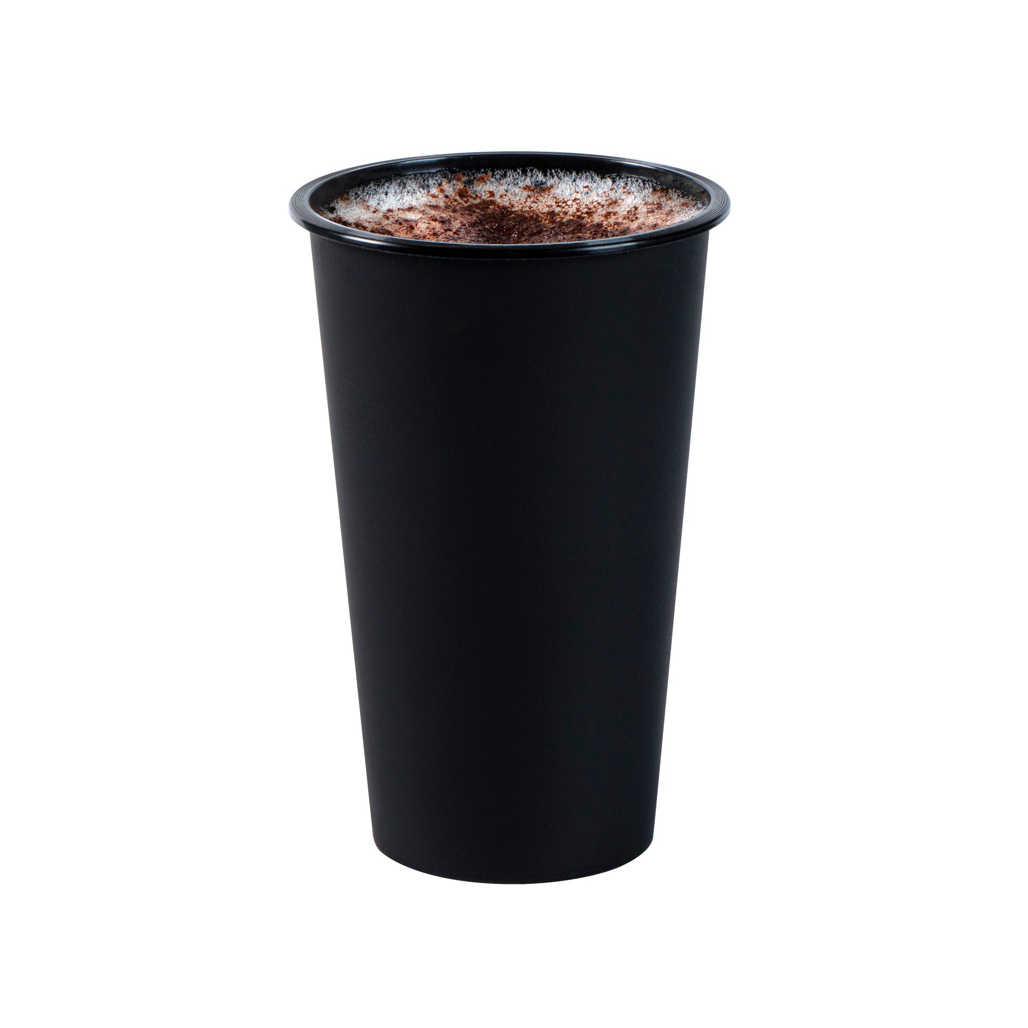 Bev Tek 16 oz Round Matte Black Plastic Hot / Cold Drinking Cup - 3 1/2" x 3 1/2" x 5 1/4" - 100 count box