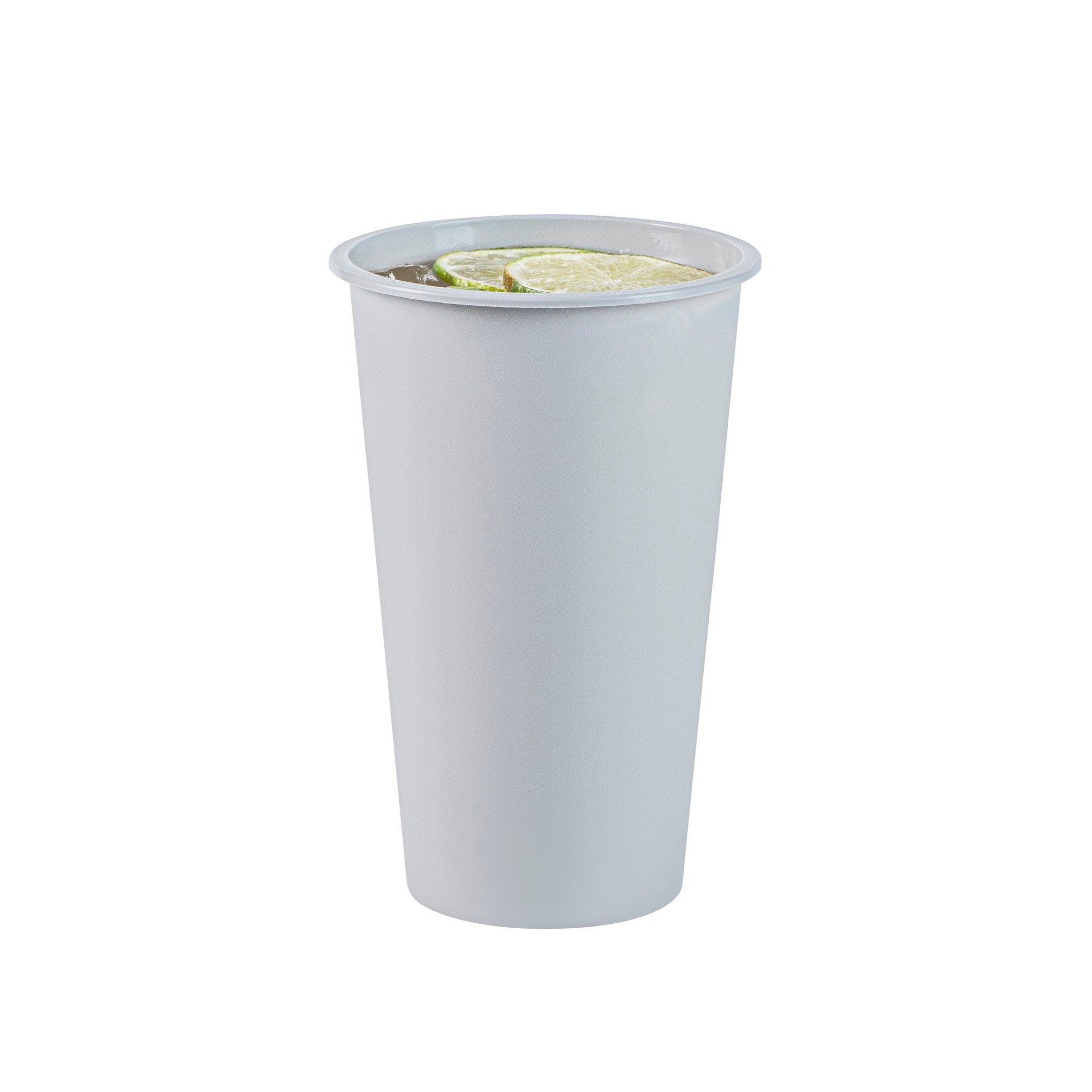 Bev Tek 16 oz Round Matte Gray Plastic Hot / Cold Drinking Cup - 3 1/2" x 3 1/2" x 5 1/4" - 100 count box