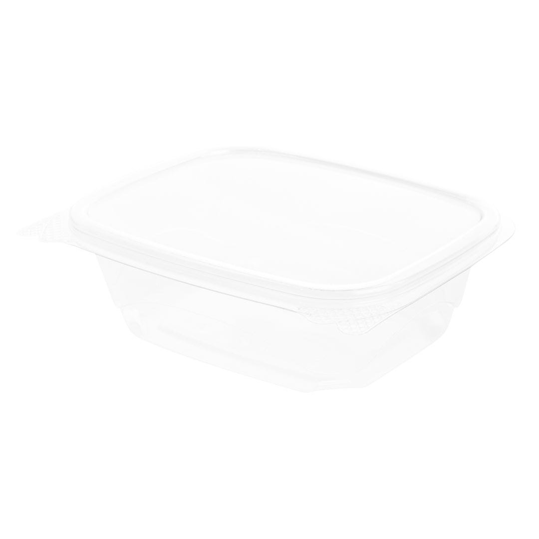 Thermo Tek 12 oz Rectangle Clear Plastic Deli / Snack Container - with Hinged Lid, Anti-Fog - 10" x 6" x 1 3/4" - 100 count box