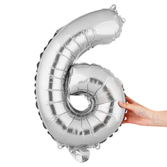 Balloonify Silver Mylar Number 6 Balloon - 16