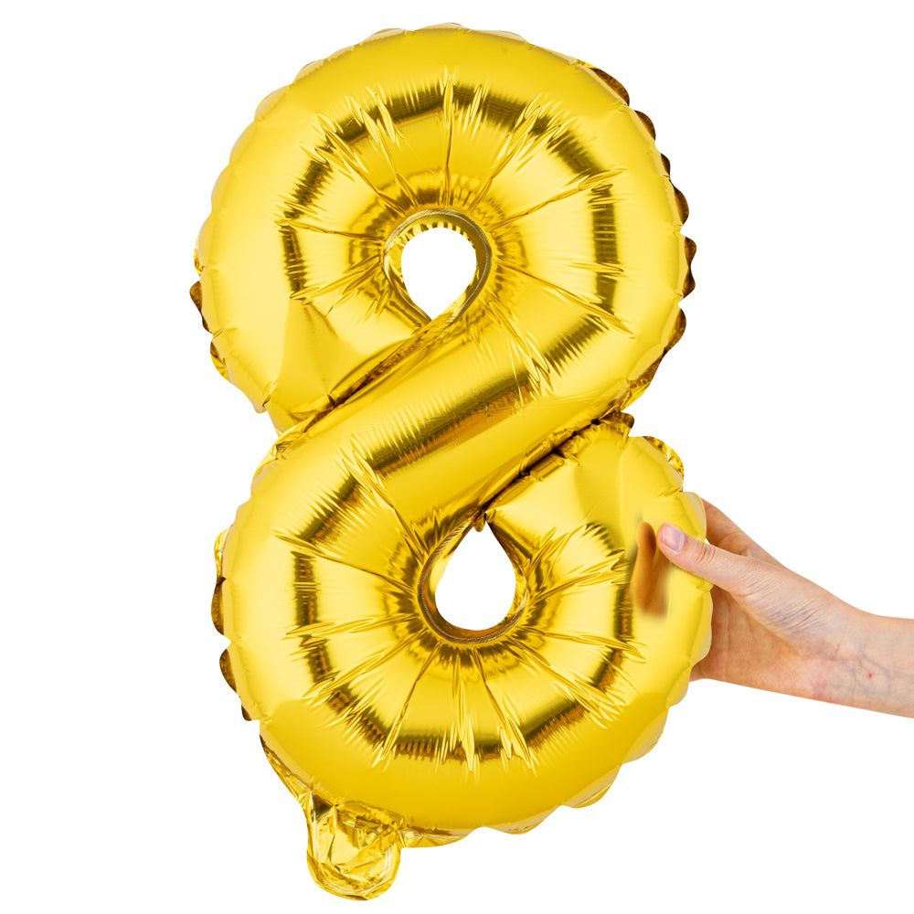 Balloonify Gold Mylar Number 8 Balloon - 16" - 1 count box