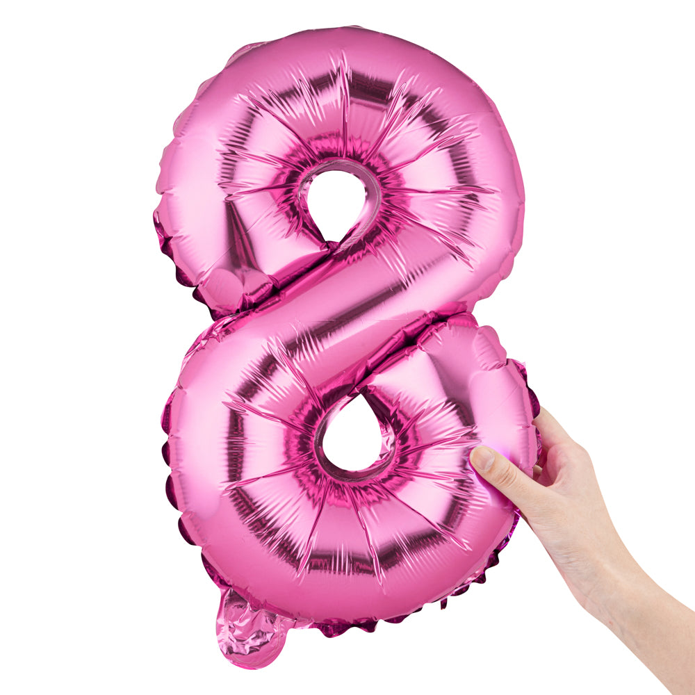 Balloonify Pink Mylar Number 8 Balloon - 16" - 1 count box