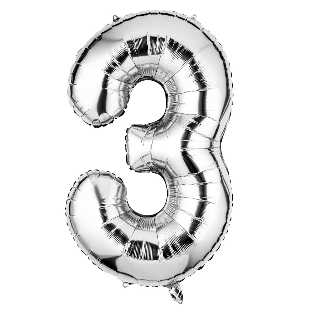 Balloonify Silver Mylar Number 3 Balloon - 40" - 1 count box