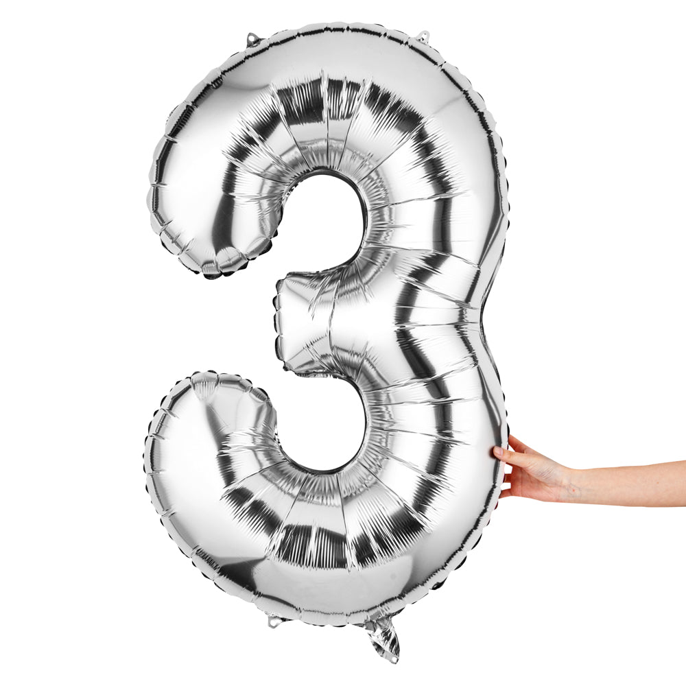 Balloonify Silver Mylar Number 3 Balloon - 40" - 1 count box