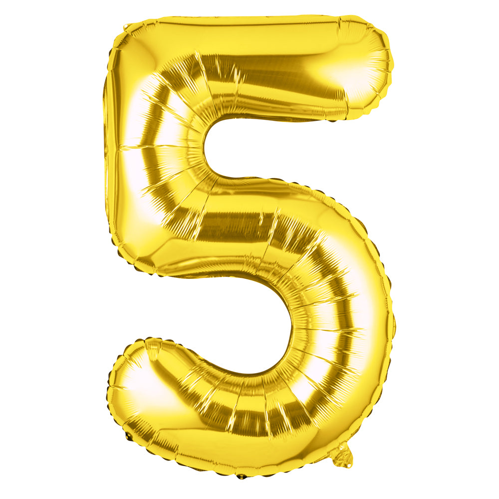 Balloonify Gold Mylar Number 5 Balloon - 40" - 1 count box