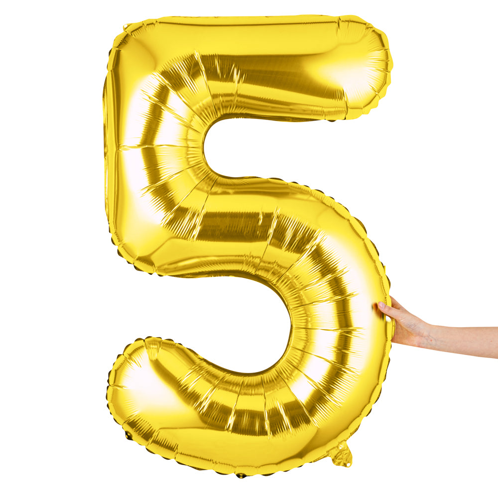 Balloonify Gold Mylar Number 5 Balloon - 40" - 1 count box