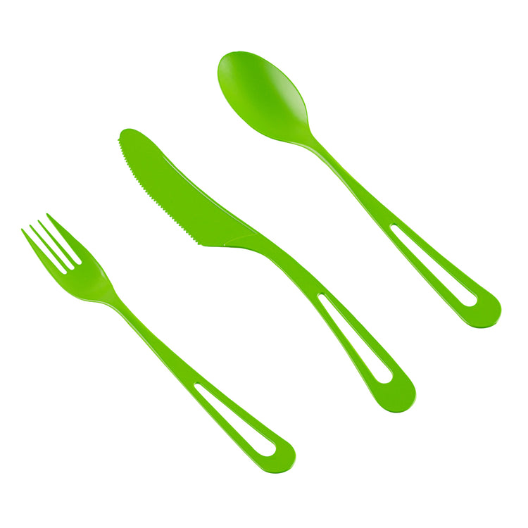Basic Nature Green CPLA Plastic Cutlery Set - Compostable Wrapper,  Heat-Resistant - 7 1/2 - 100 count box
