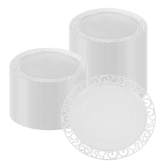 Maxi Serve Round Clear Plastic Plate - with Lace Rim - 11 3/4