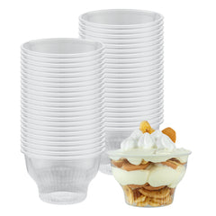 RW Base 8 oz Round Clear Plastic Dessert Cup - 3 3/4