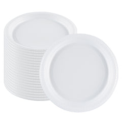 RW Base Round White Plastic Plate - Microwavable - 10 1/4