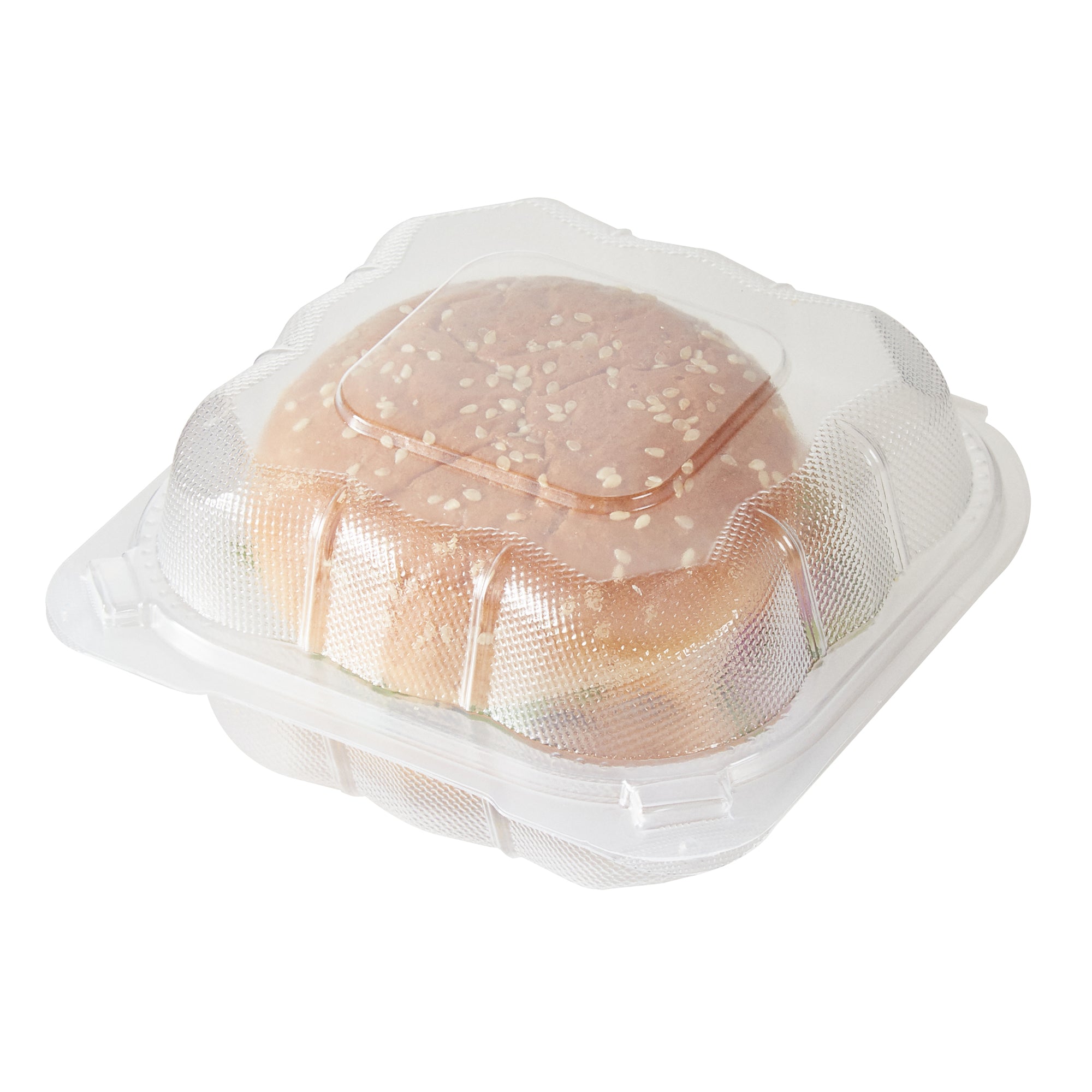 RW Base 13 oz Square Clear Plastic Clamshell Container - Anti-Fog, Microwavable - 5 1/2" x 5 1/2" x 2 3/4" - 100 count box