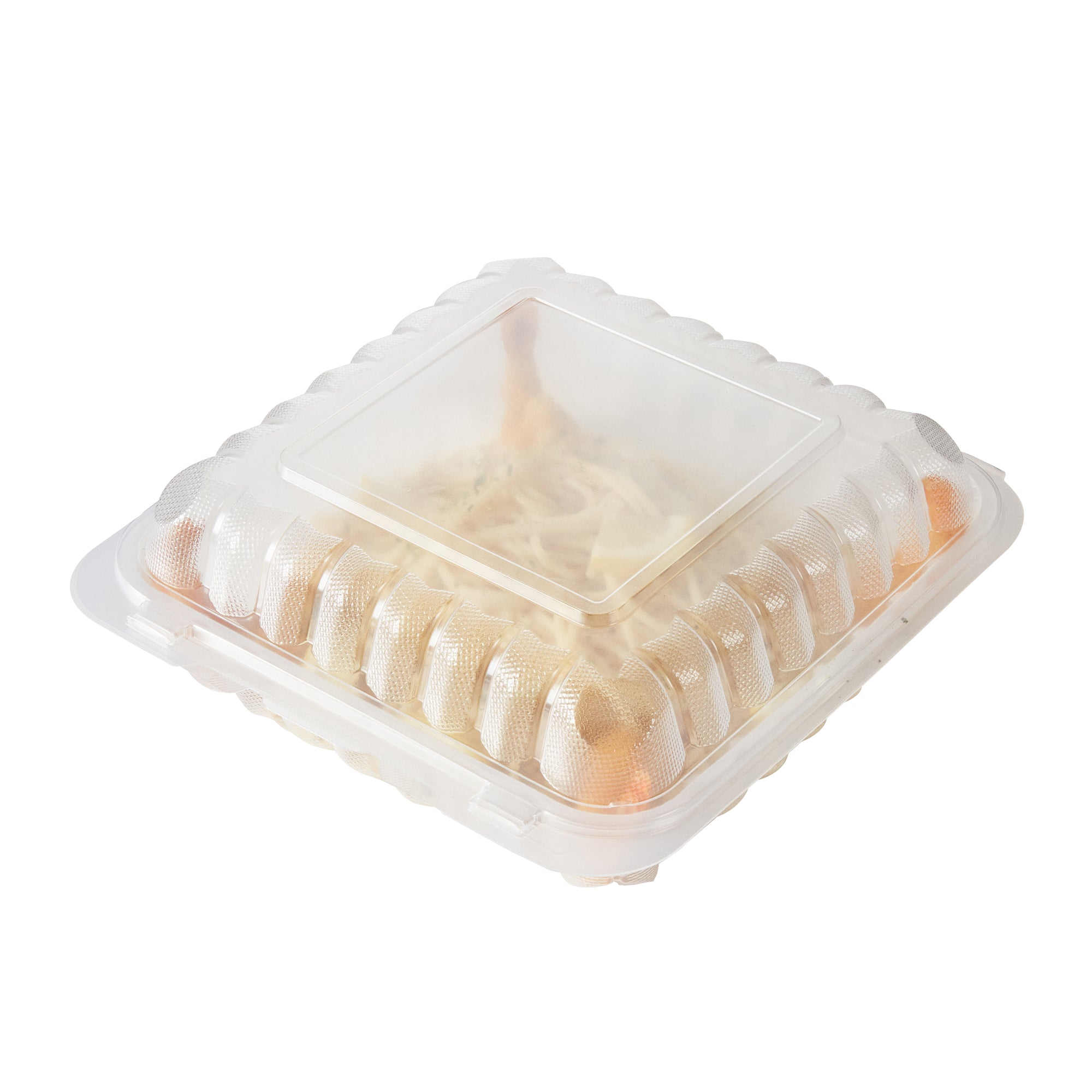 RW Base 47 oz Square Clear Plastic Clamshell Container - Microwavable - 9" x 9" x 3 1/2" - 100 count box