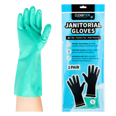 Clean Tek Professional Green Small Nitrile Gloves - 15 mil, Flock Lining, Chemical-Resistant - 13