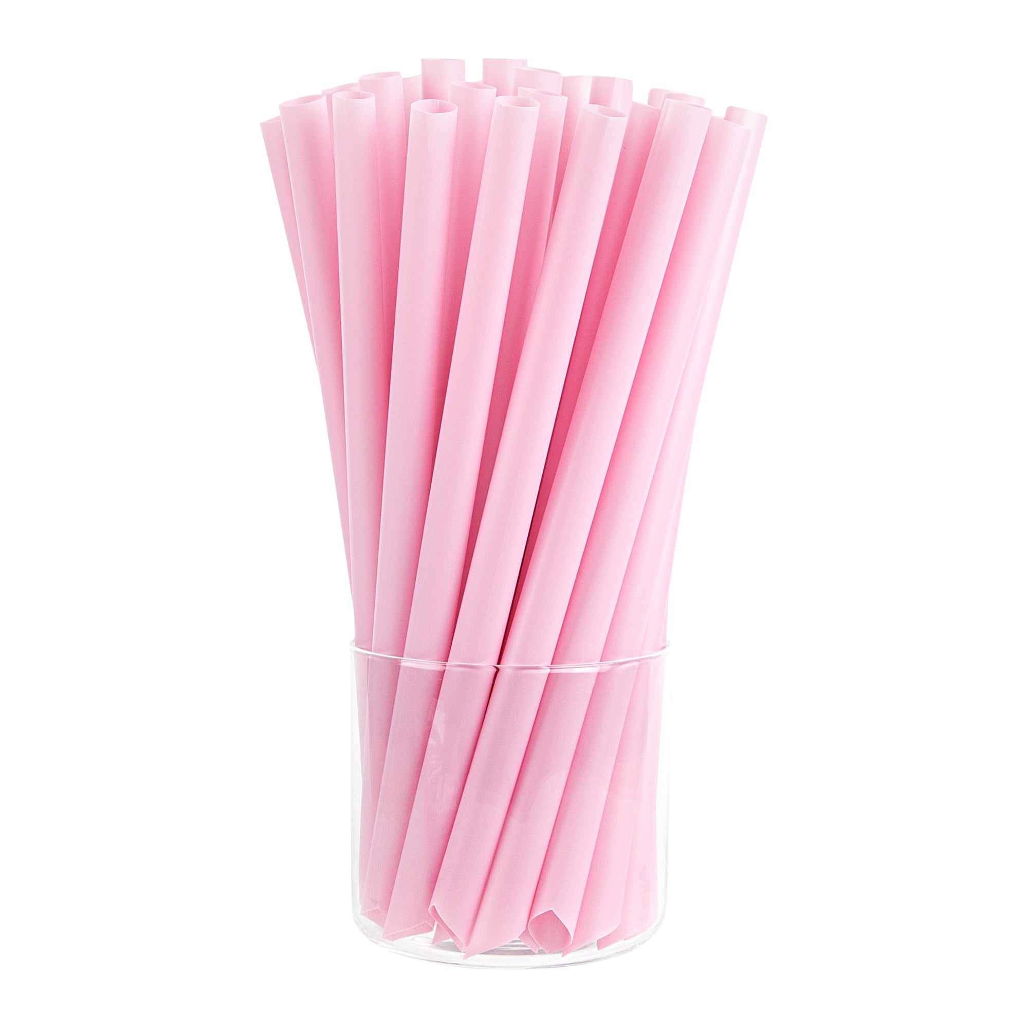 Basic Nature Pink PLA Plastic Extra Wide Boba Straw - Unwrapped, Compostable, Pointed - 9" - 1000 count box