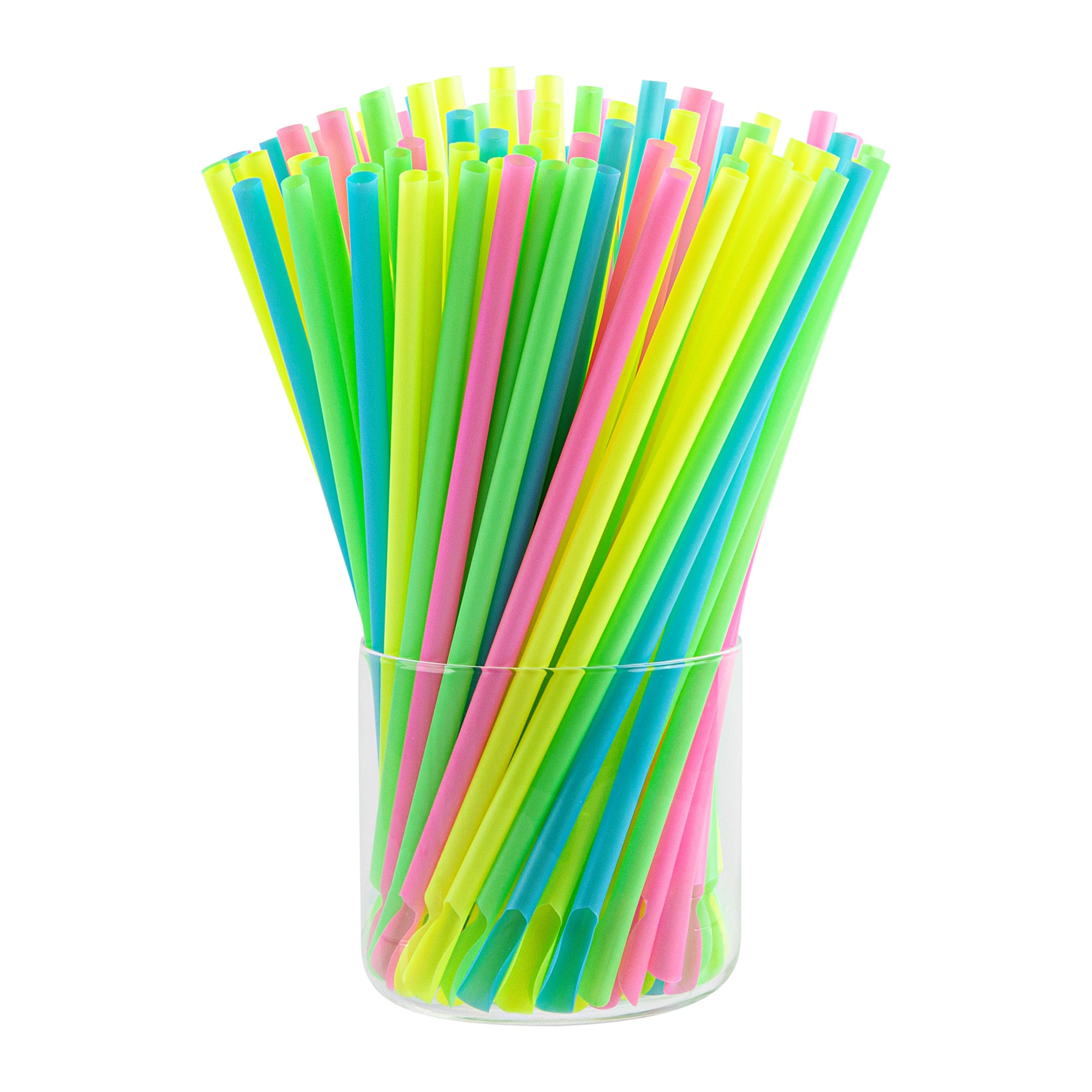 Basic Nature Assorted PLA Plastic Spoon Straw - Unwrapped, Compostable - 8" - 1000 count box