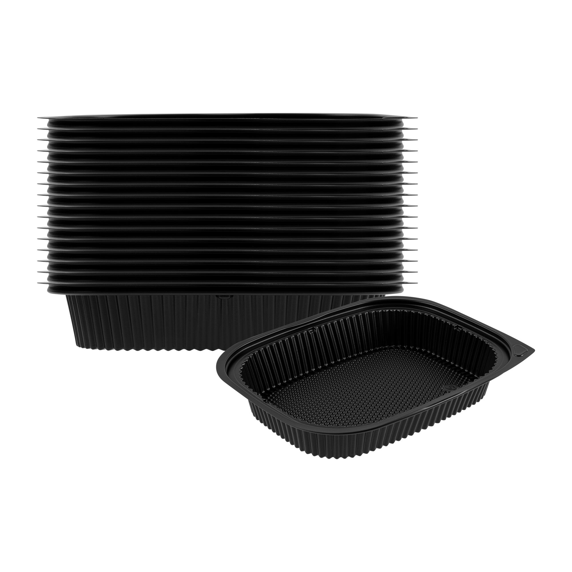 RW Base 88 oz Rectangle Black Plastic Food Container - Microwavable - 13 1/2" x 9 1/2" x 2 1/4" - 100 count box