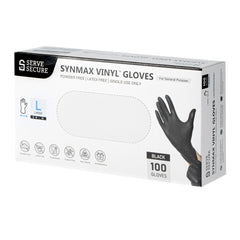 Serve Secure Black Large Synmax Vinyl Gloves - Powder-Free, Latex-Free - 9