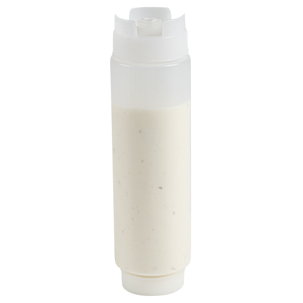 First In First Out 16 oz Clear Plastic Squeeze Bottle - Inverted, Refill & Dispensing Lid - 2 1/2" x 2 1/2" x 8 1/4" - 6 count box