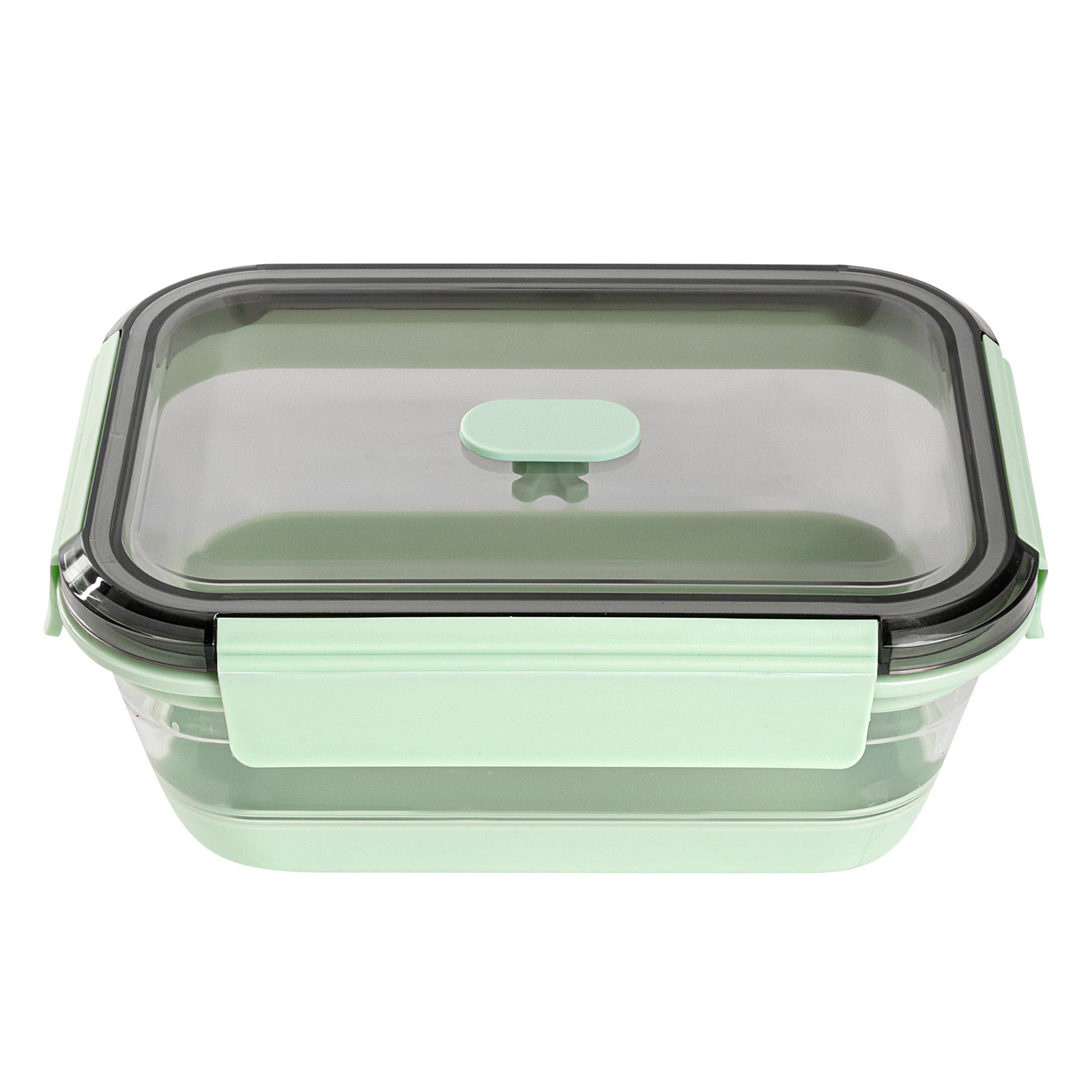 Fresh Hero 40 oz Green Plastic Airtight Food Storage Container - with Vented Lid, Collapsible - 8 1/4" x 6" x 3" - 20 count box