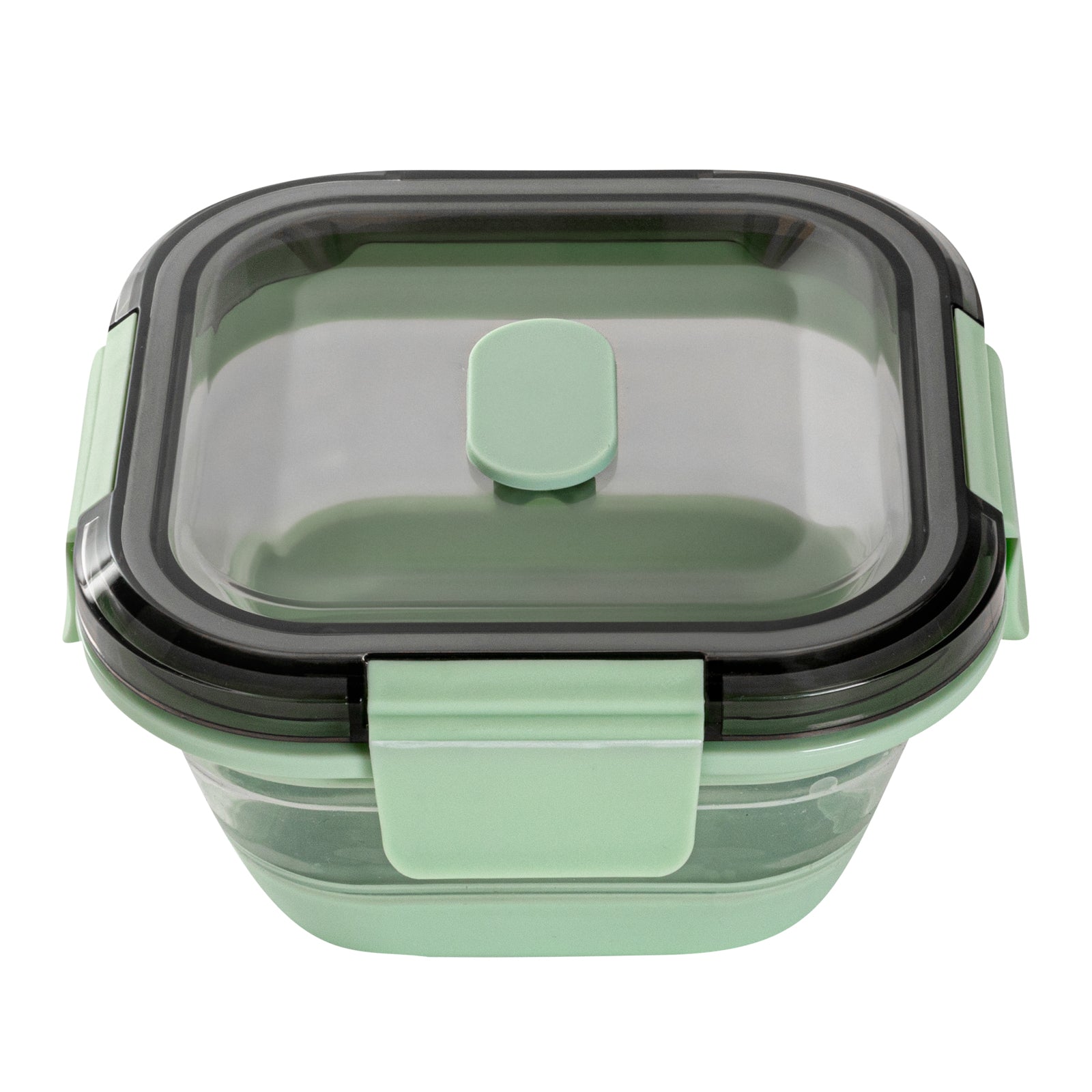 Fresh Hero 17 oz Green Plastic Airtight Food Storage Container - with Vented Lid, Collapsible - 5 1/2" x 5 1/2" x 2 3/4" - 20 count box