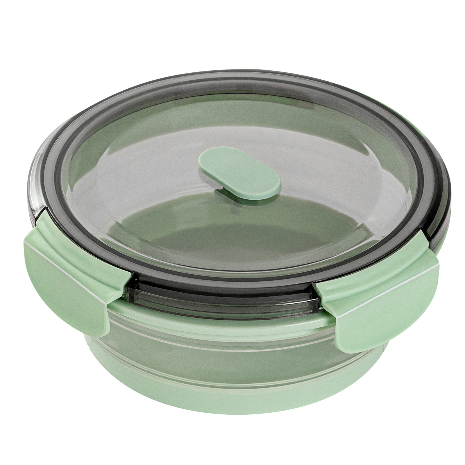 Fresh Hero 27 oz Green Plastic Airtight Food Storage Container - with Vented Lid, Collapsible - 6 3/4" x 6 3/4" x 2 3/4" - 20 count box