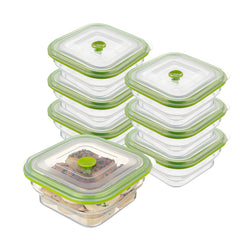 Fresh Hero 37 oz Green Silicone Airtight Food Storage Container - with Vented Lid, Collapsible - 7