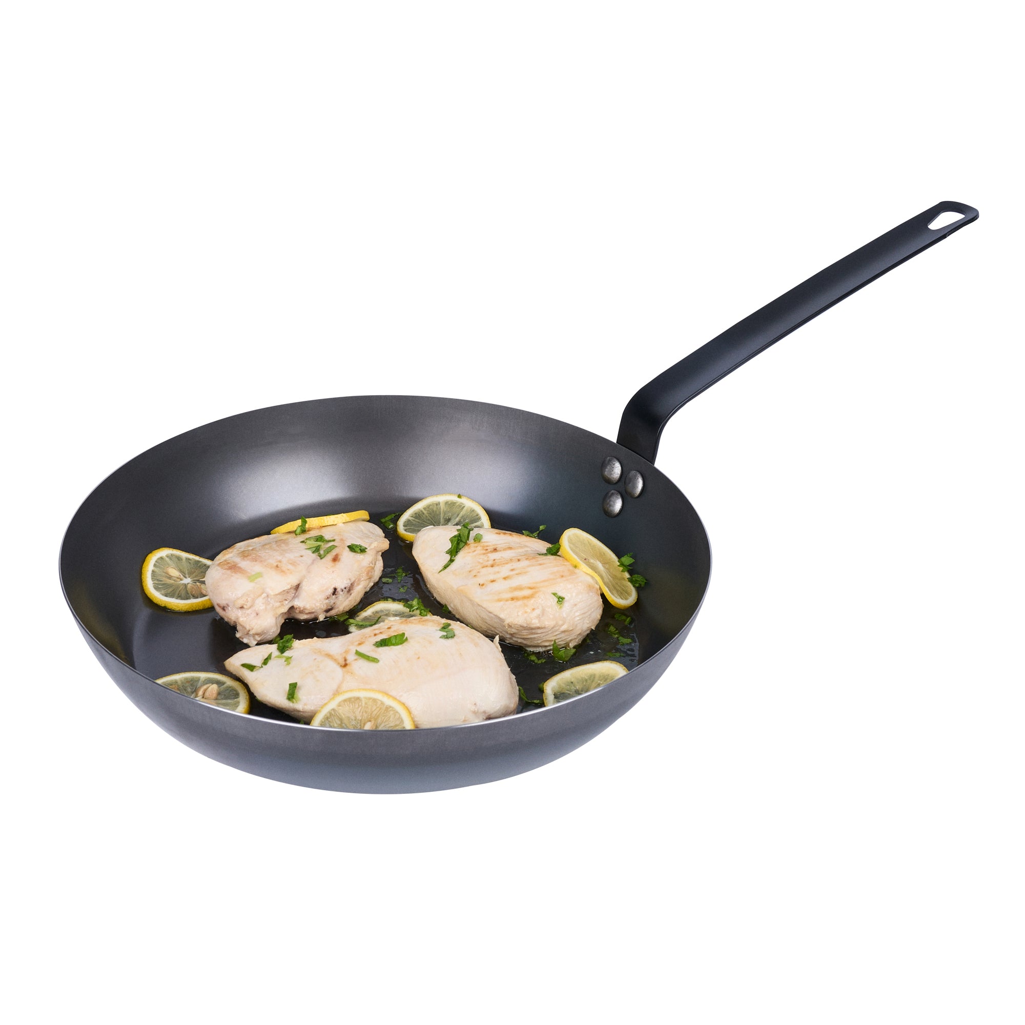 Met Lux Black Carbon Steel 13" Fry Pan - 6 count box