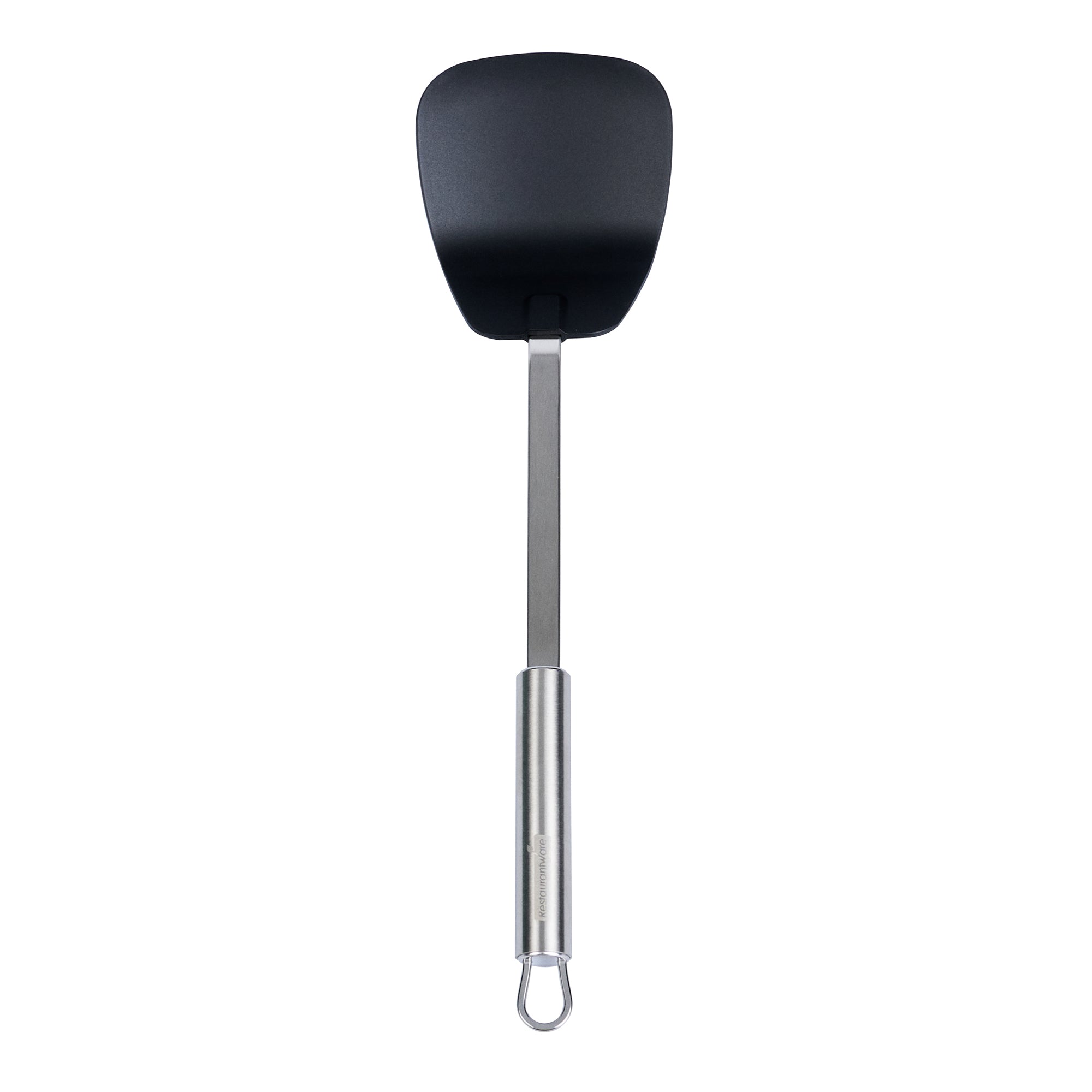 German Standard Black Nylon High Heat Wok Spatula - with Stainless Steel Handle - 14 1/4'' - 1 count box